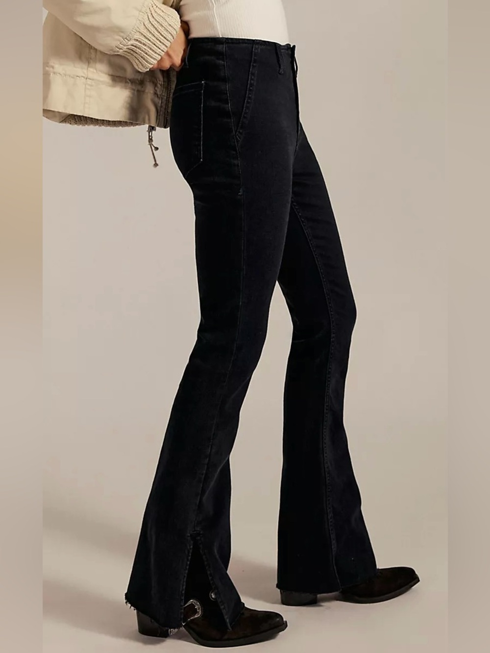 Free People We The Free Level Up Slit Slim Flare Jeans